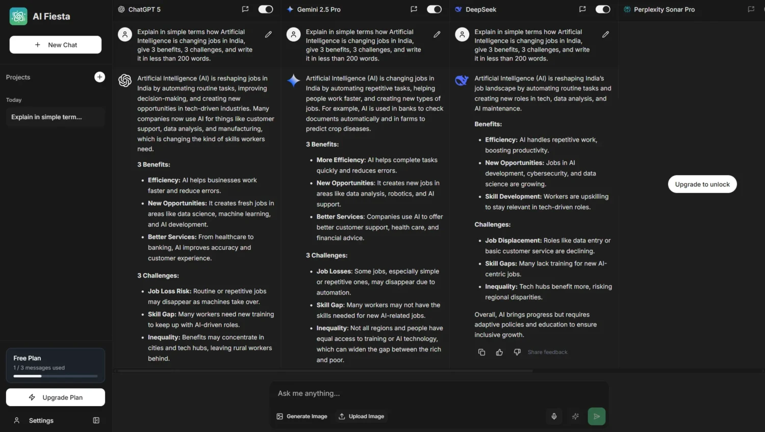 An image AI Fiesta dashboard