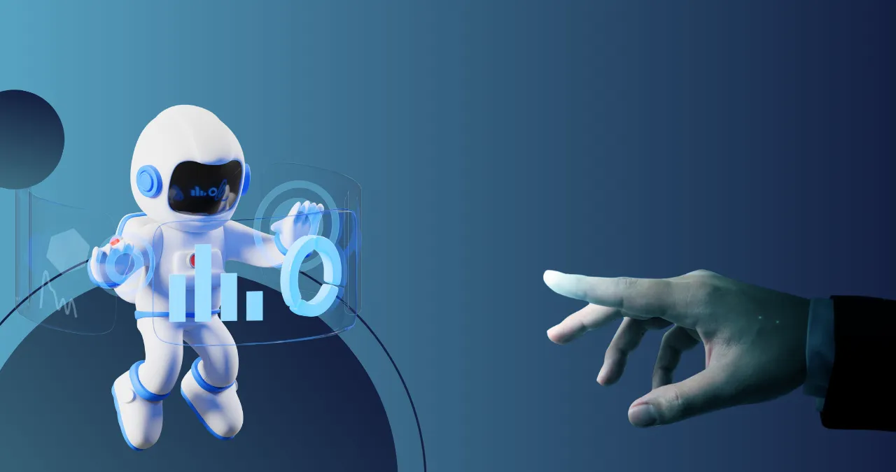 An image of hand pointing finger at Agentic AI