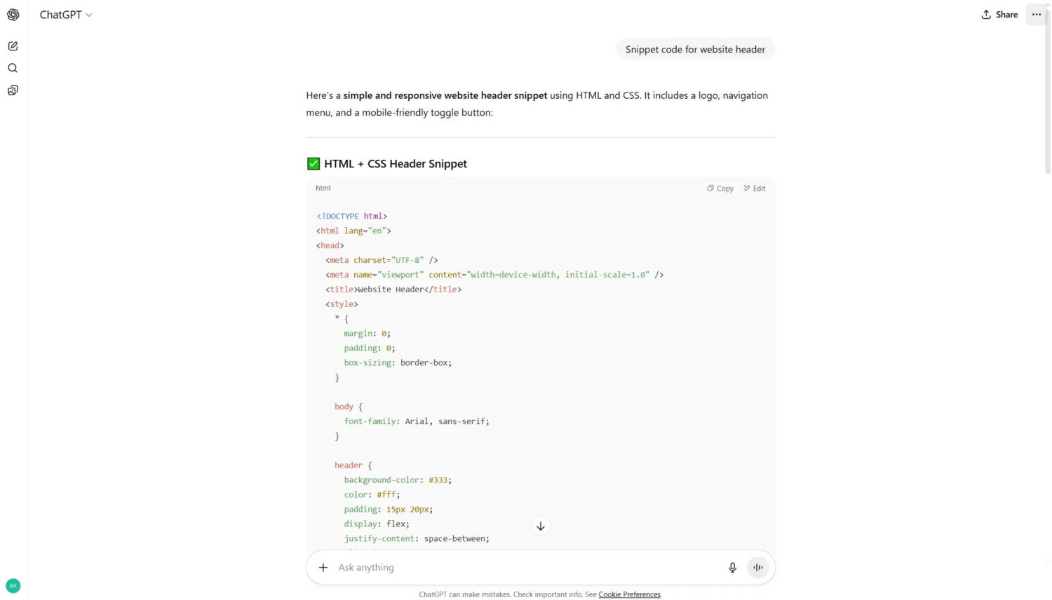 An image of ChatGPT Interface