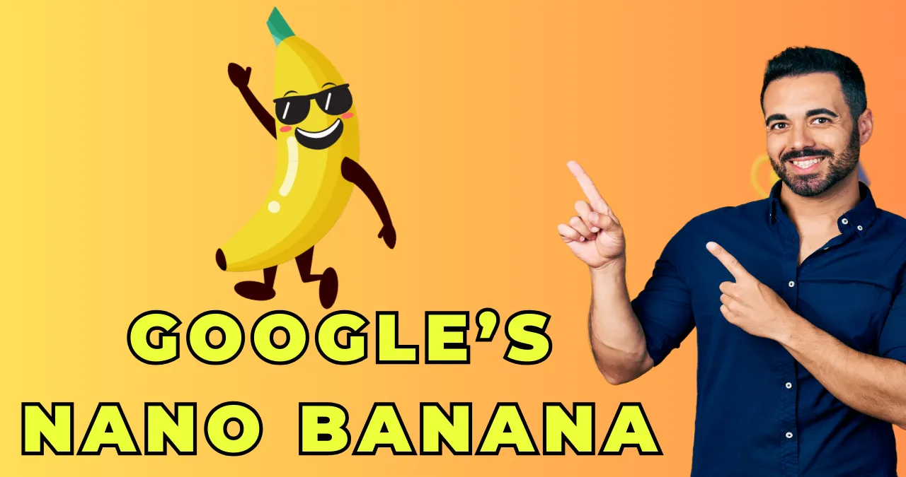 An image of a man pointing finger at Google nano banana