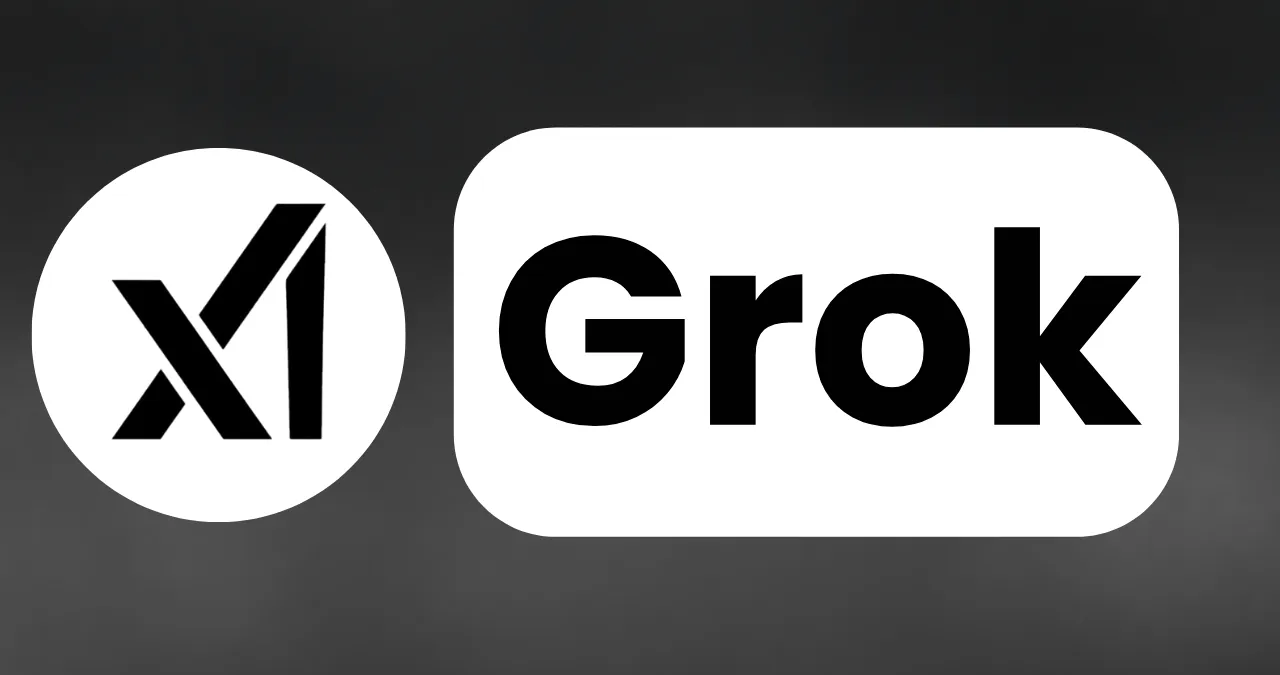 An image of xAI logo and text written grok
