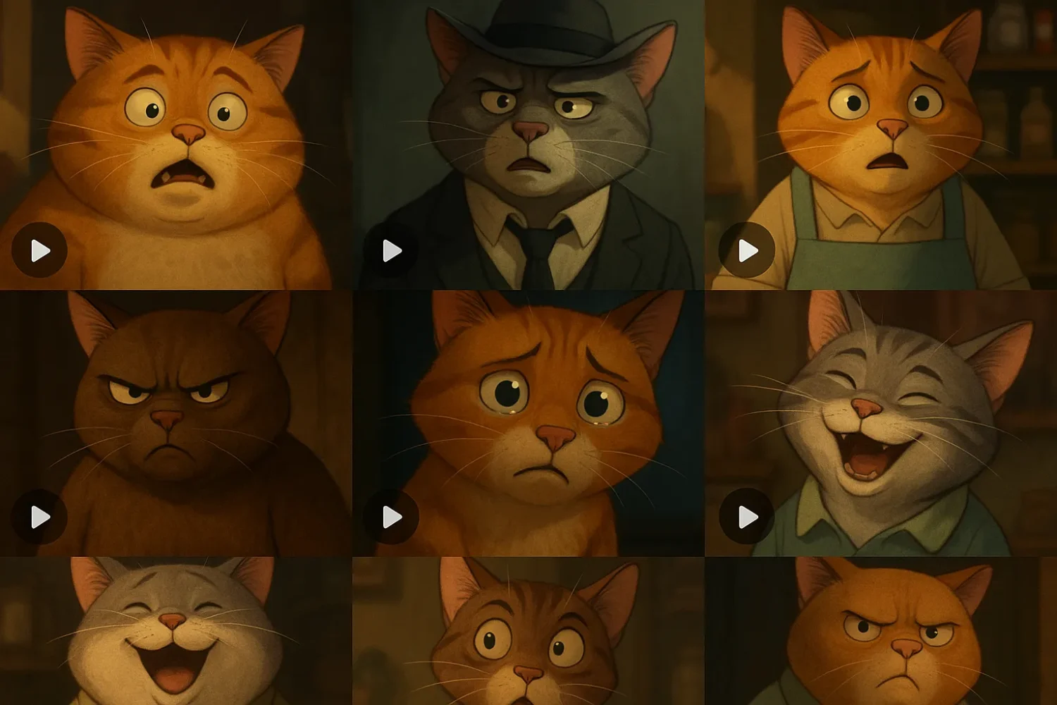 an image of video screenshot of ai generated cats