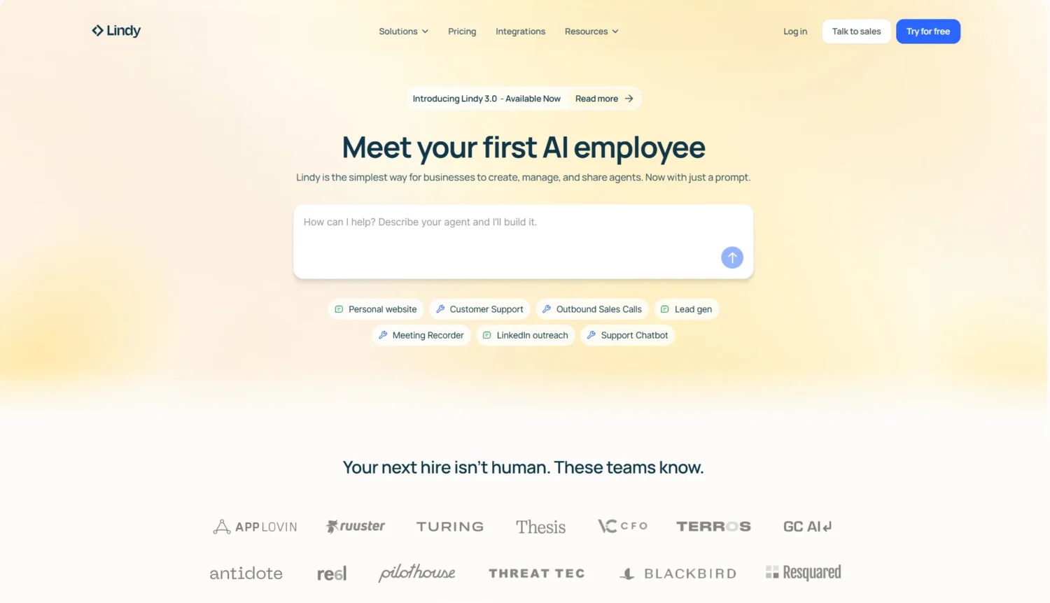 An image of Lindy AI interface